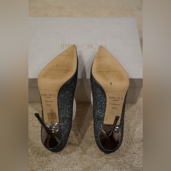 Jimmy Choo Abel Pumps Size 38.5 Color Anthracite/Glitter - Picture 6 of 7